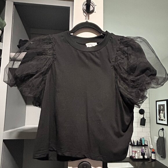 vestique Tops - Black T-shirt from Vestique with Fun Sleeves Size Medium